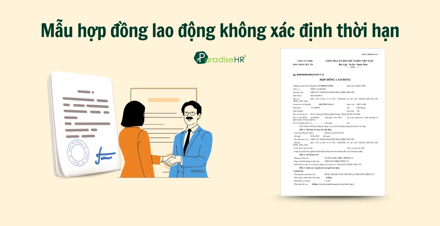 Tải ngay mẫu hợp đồng lao động không xác định thời hạn chuẩn Luật Lao động