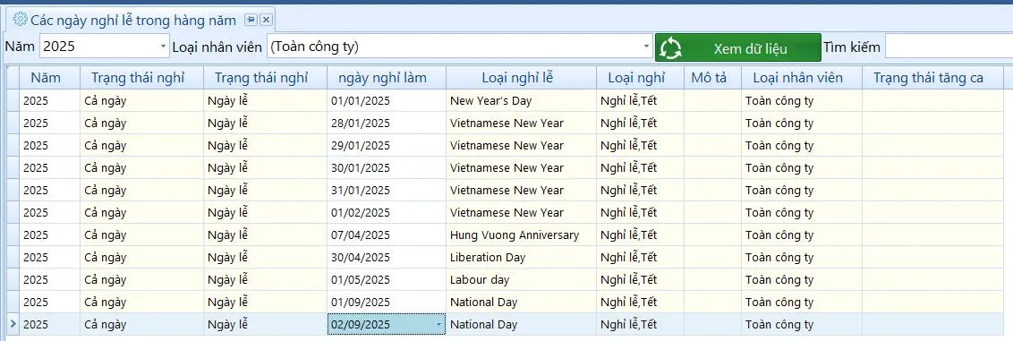Tính lương ngày lễ tự động, chính xác 100%