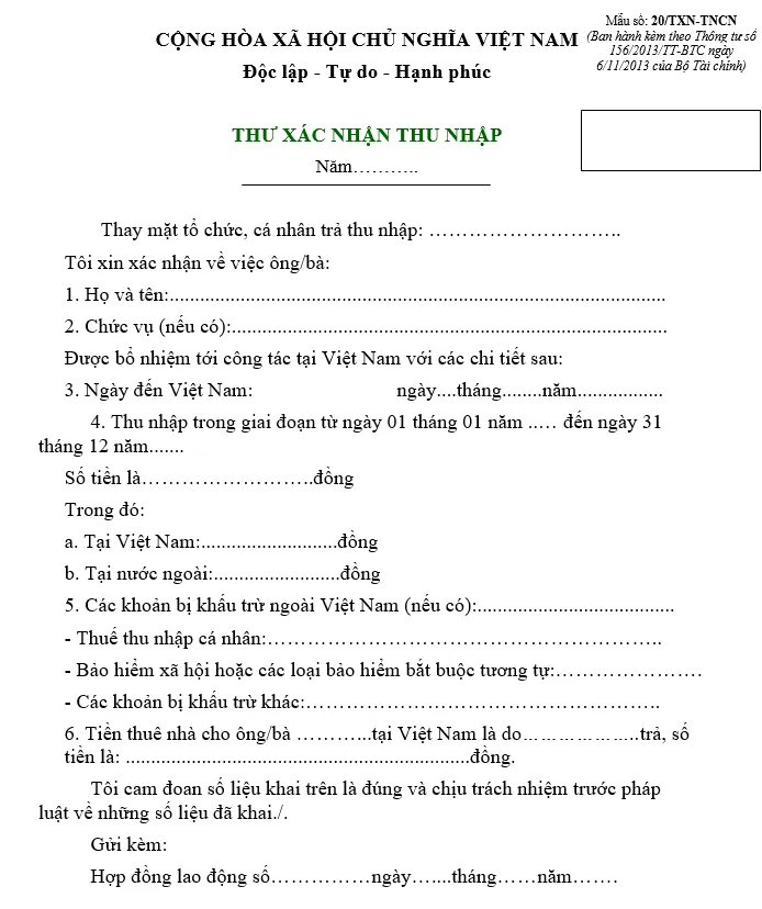 Hình ảnh mẫu xác nhận lương quyết toán thuế