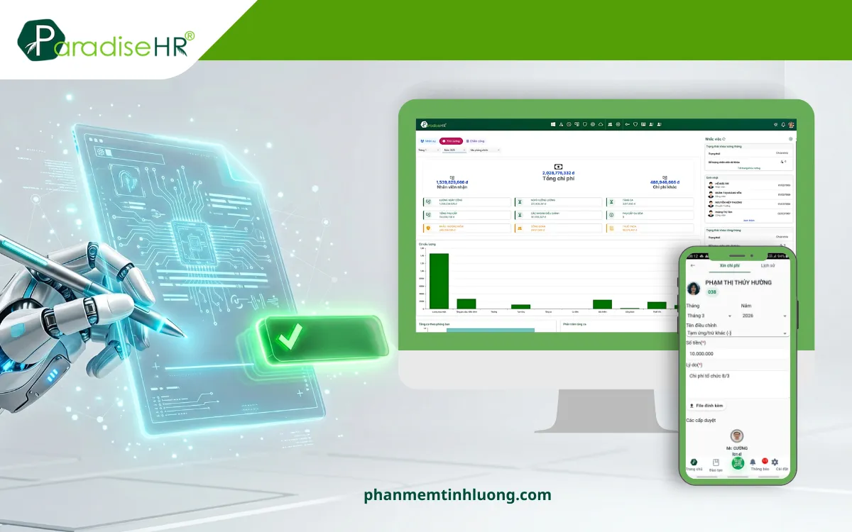 Tính năng đăng ký và phê duyệt đơn xin chi phí của Paradise HR