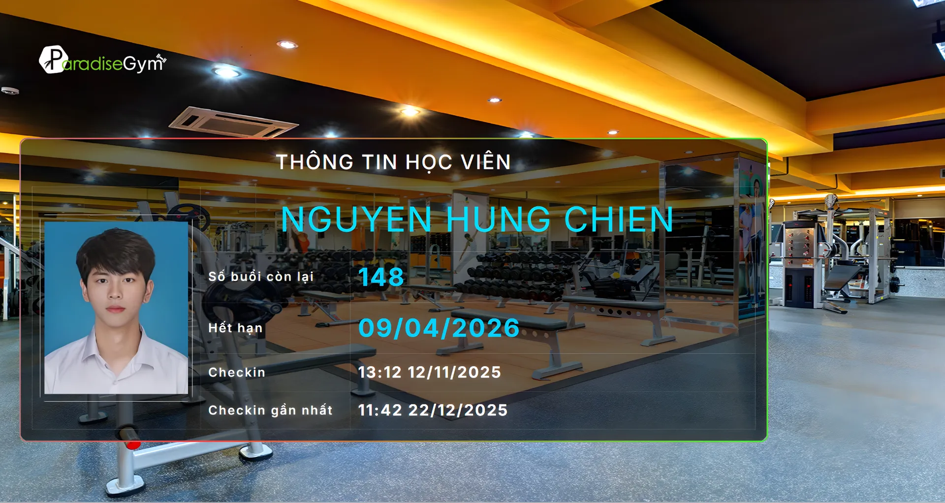 Giao diện quản lý gói tập