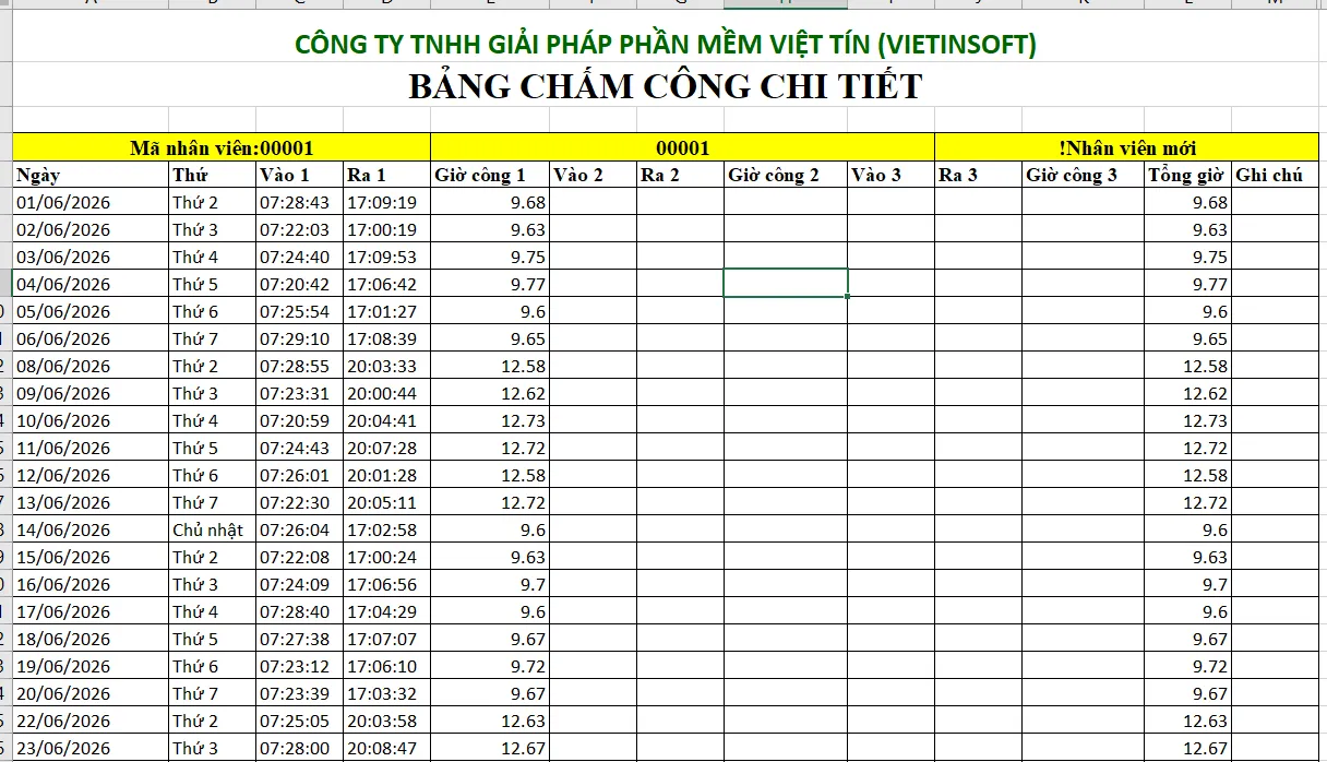 Hình ảnh mẫu bảng chấm công chi tiết 3